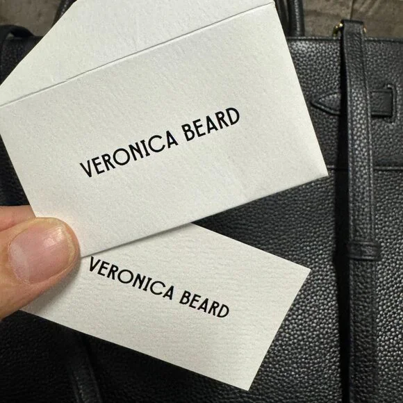 Veronica Beard Large Dash Tote Bag Black Pebble Leather with Dust Cover NEW - Picture 8 of 9